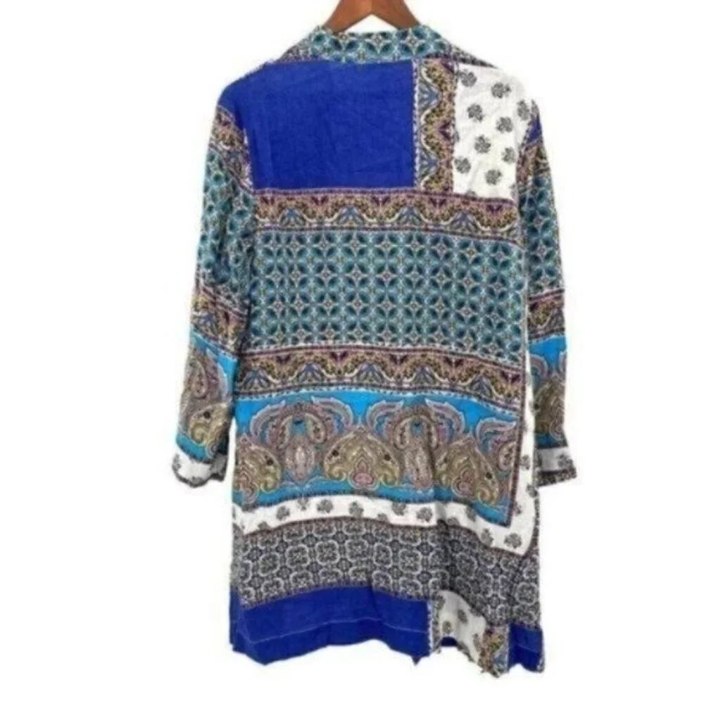 Chico’s Patchwork Linen Kimono Duster Jacket